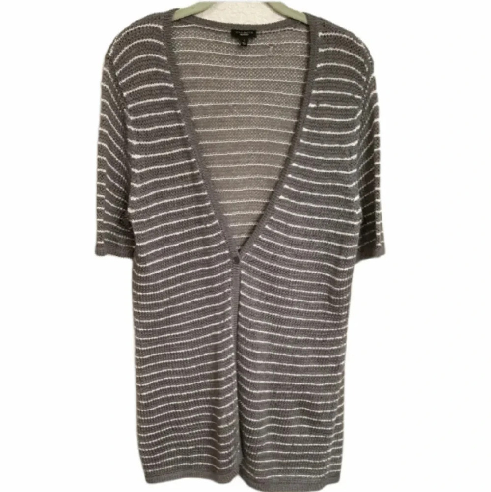 Talbots gray knit long cardigan